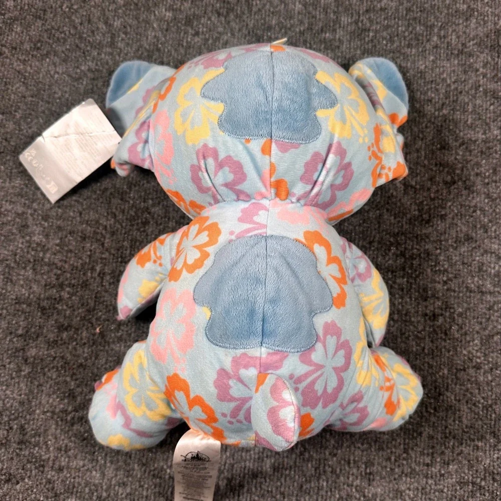 Disney Store Stitch 626 Day Floral Hibiscus Plush Blue Orange Pink 12 Inch